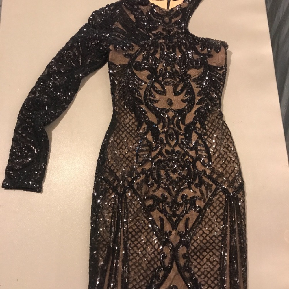 Juan Carlos Pinera Black Sparkly Cocktail Dress